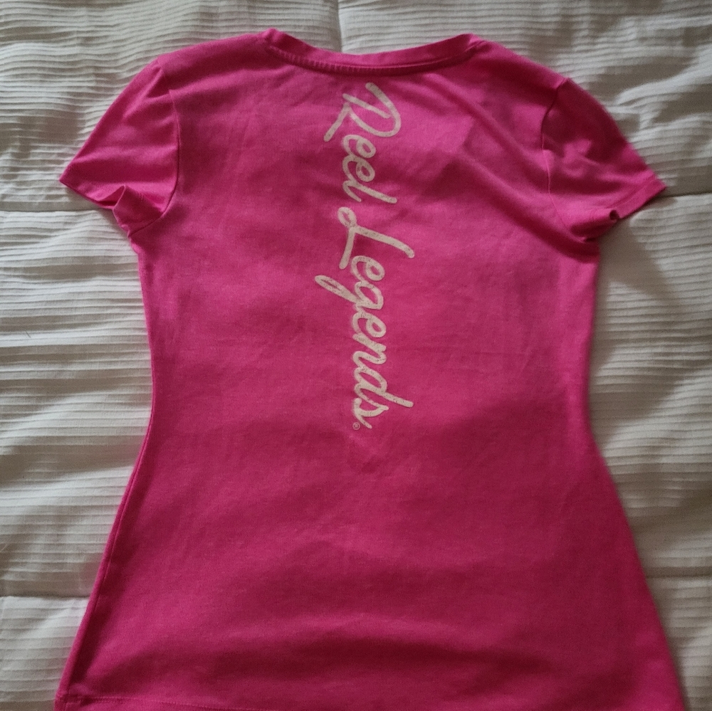 Reel Legends pink baby tee v cut